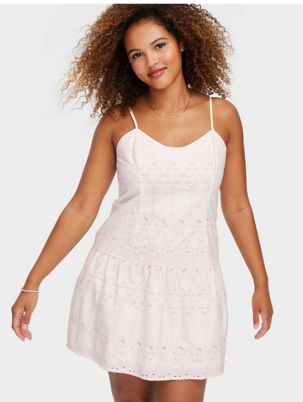 NWT!Roller Rabbit × Target,Drop Waist Eyelet Mini Dress White/Lavender, Size Med - Picture 2 of 3